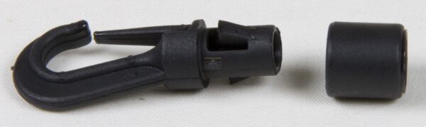 MUSKETONHAAK 2-DELIG ZWART NYLON TBV 8MM KOORD 10 stuks